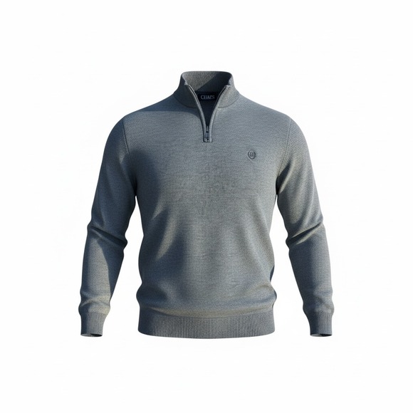 Chaps Other - Chaps Mens XL Heather Grey Quarter Zip Pullover Sweater‎ Cotton Blend Logo Knit